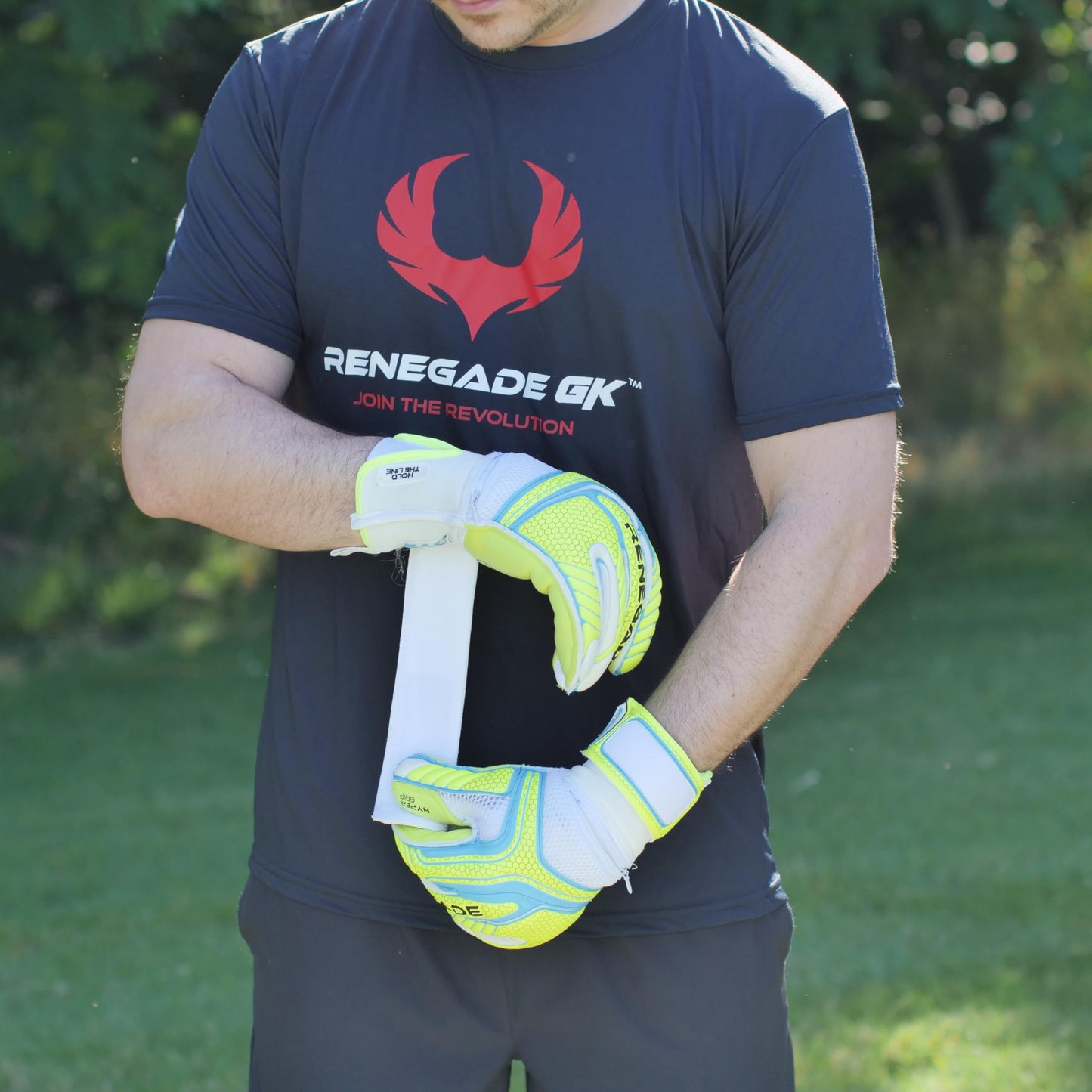 Renegade GK Vulcan Whiteout Goalie Gloves with Fingersaves | 3.5+3mm Hyper Grip & 4mm Duratek | White Goalkeeping Gloves (Size 9, Youth-Adult, Roll Cut, Level 3)