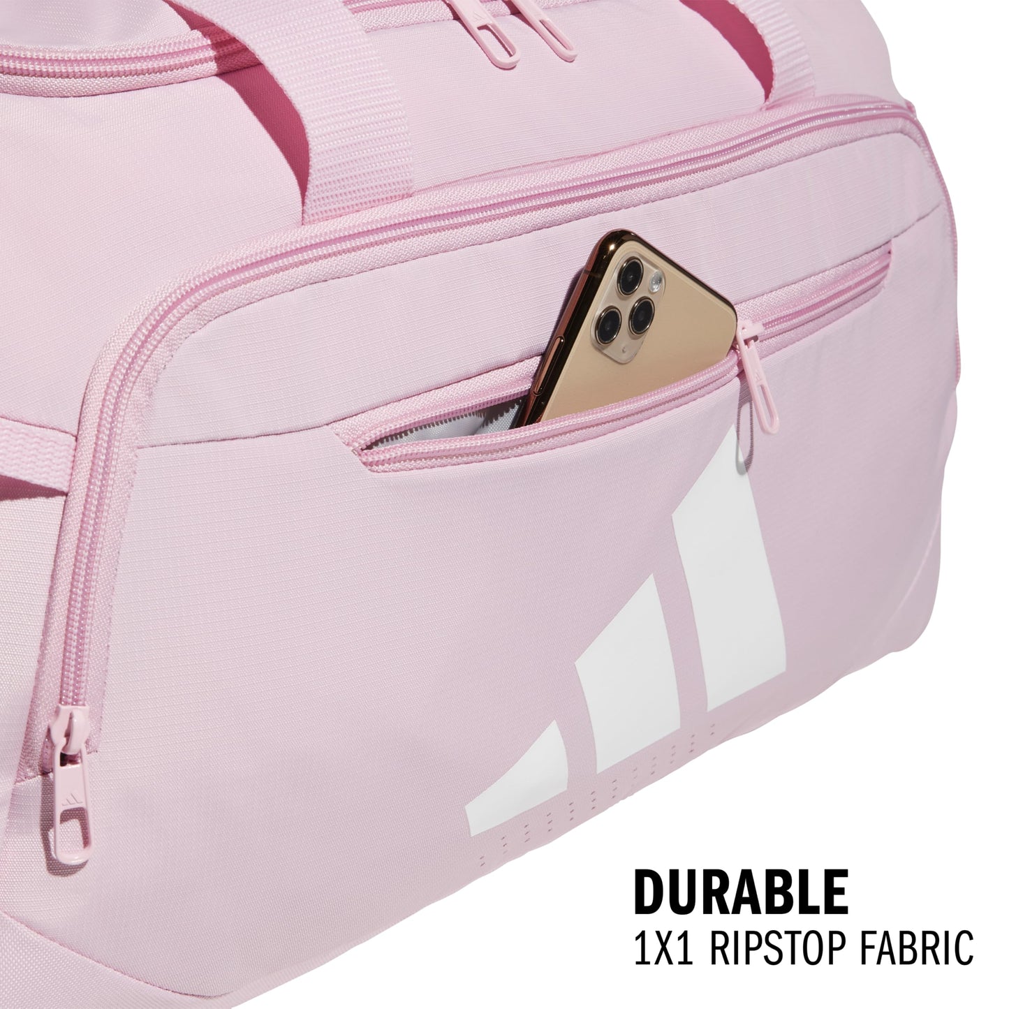 adidas Defender 5.0 Duffel, Durable Travel Gym Sports Bag for Men and Women, True Pink/White, Small (42L)