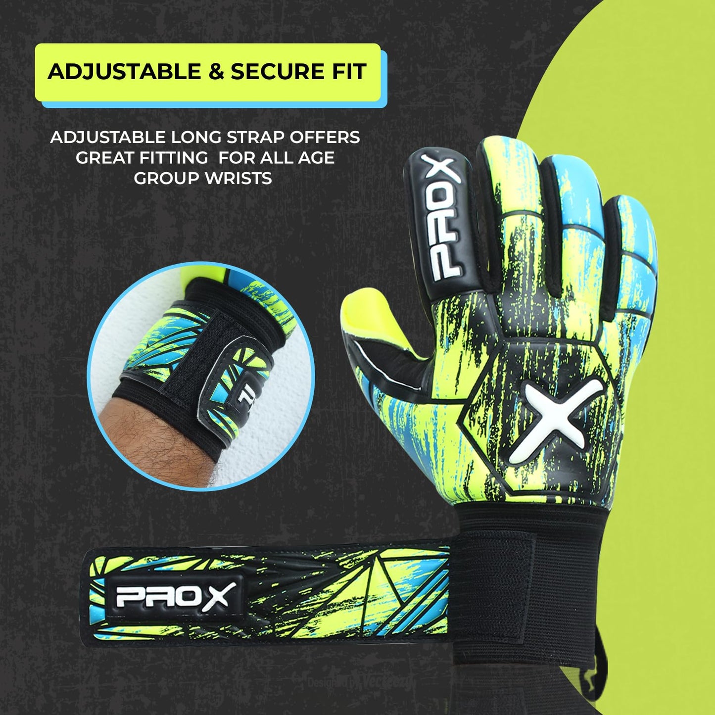 PRO X Soccer Goalie Gloves for Kids with Super Strong Grip, Match & Training Youth Goalie Gloves, Soccer Goalkeeper Gloves Kids with Soft Grippy Secure Latex (Flourcent Yellow, Size 5 (8 to 11 Years)