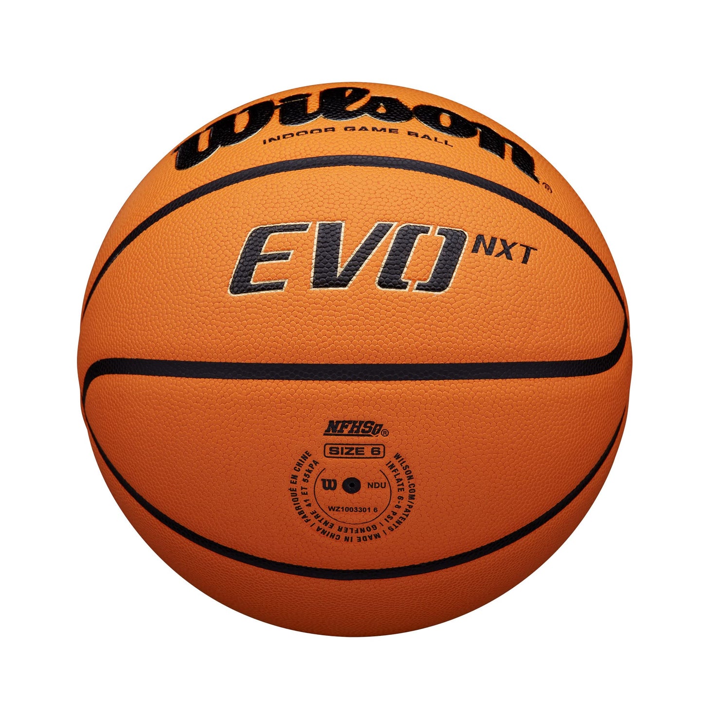 WILSON NCAA Evo NXT Indoor Game Basketball - Size 6 - 28.5",Orange