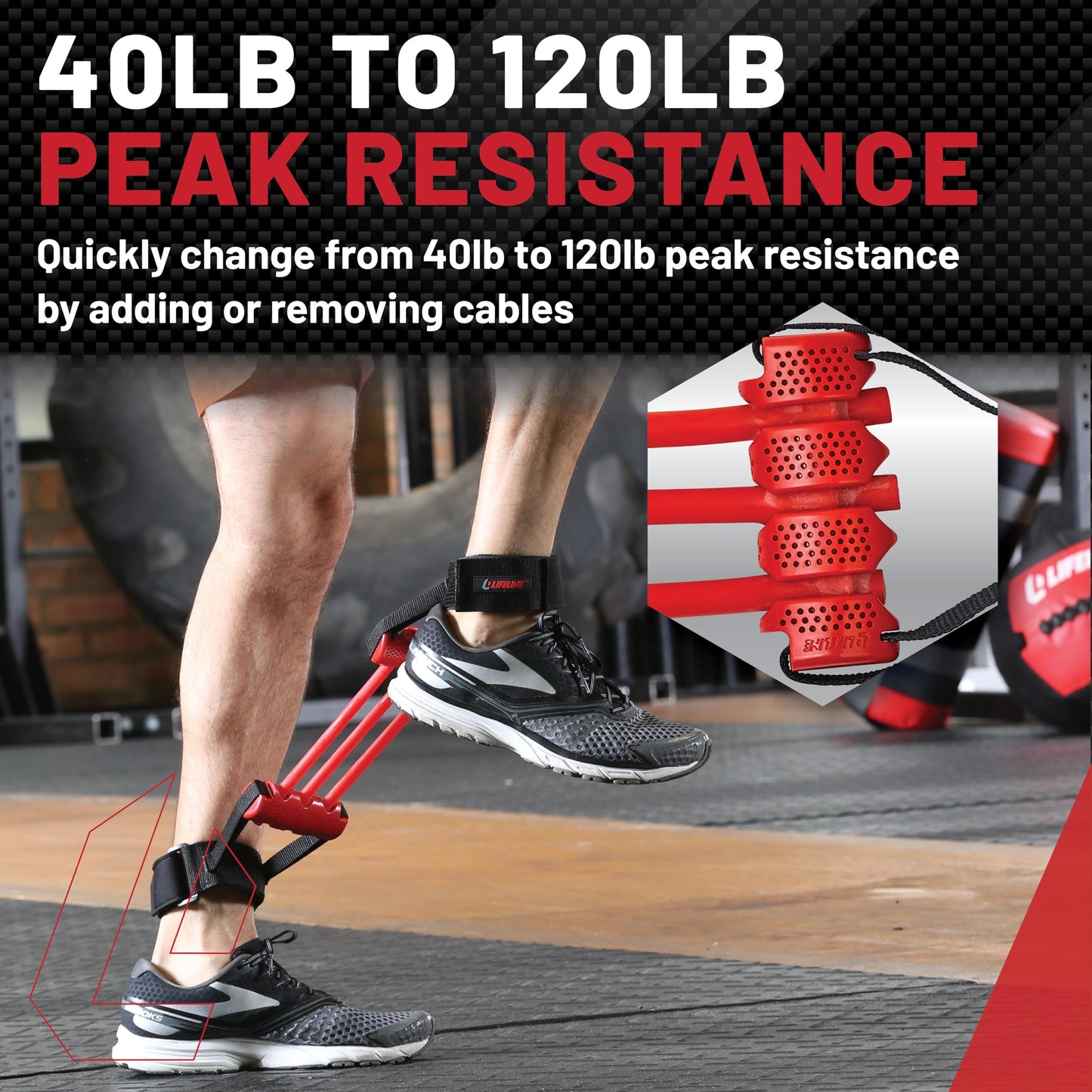 Lifeline Fitness Interchangeable Lateral Resistor - Professional Resistance Tool with up to 120lbs Resistance - Variable Weighted Resistance for Lower Body Strength - Workout Agility