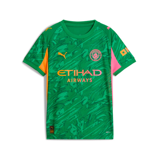 PUMA Kids Manchester City FC 2025/26 Soccer Goalkeeper Jersey - Green - Size: XS
