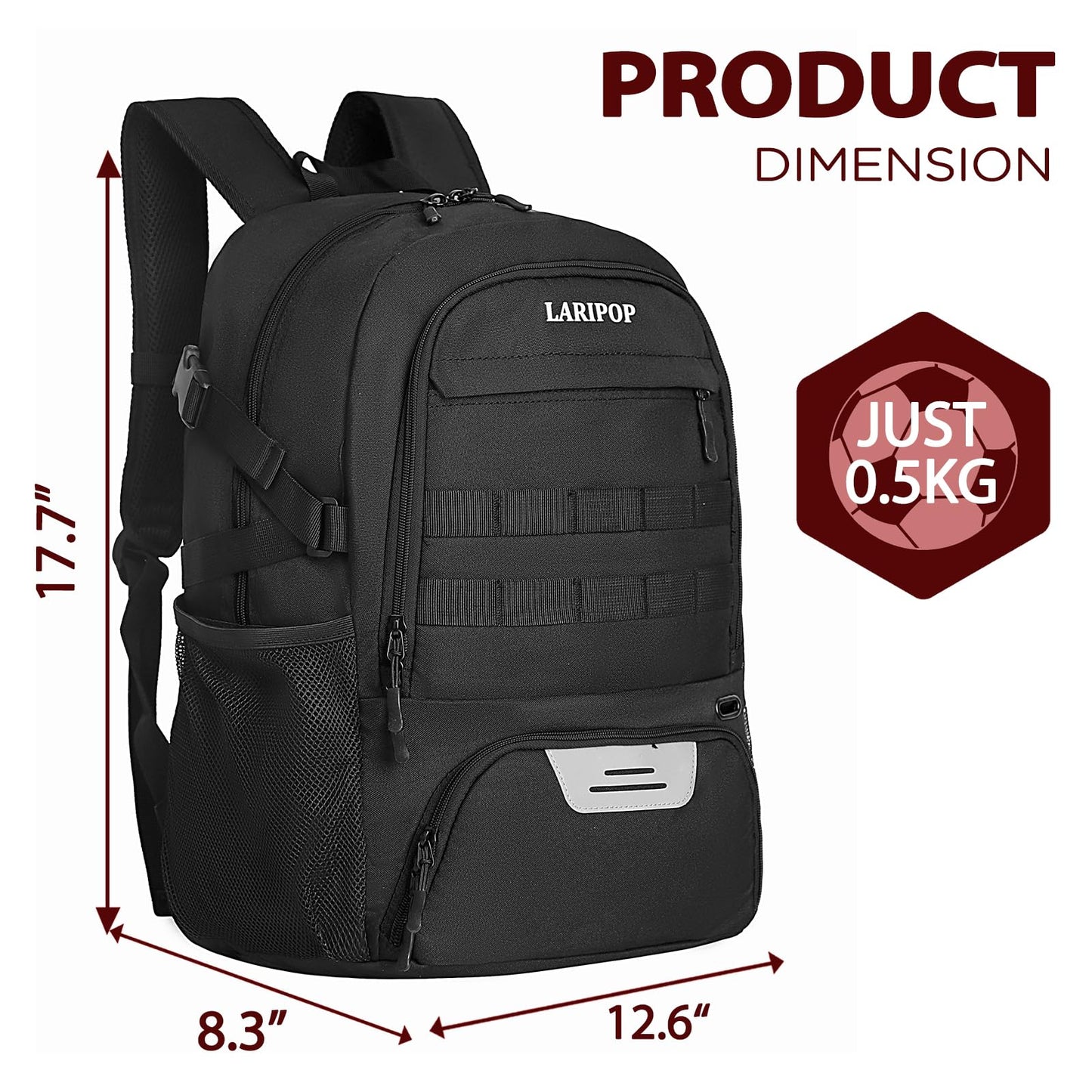 LARIPOP Soccer Backpack,Basketball Backpack with Ball Holder and Shoe Compartment,Men&Women Gifts Backpack for Basketball Accessories Training Equipment Fits Volleyball,Soccer,Sports Gifts