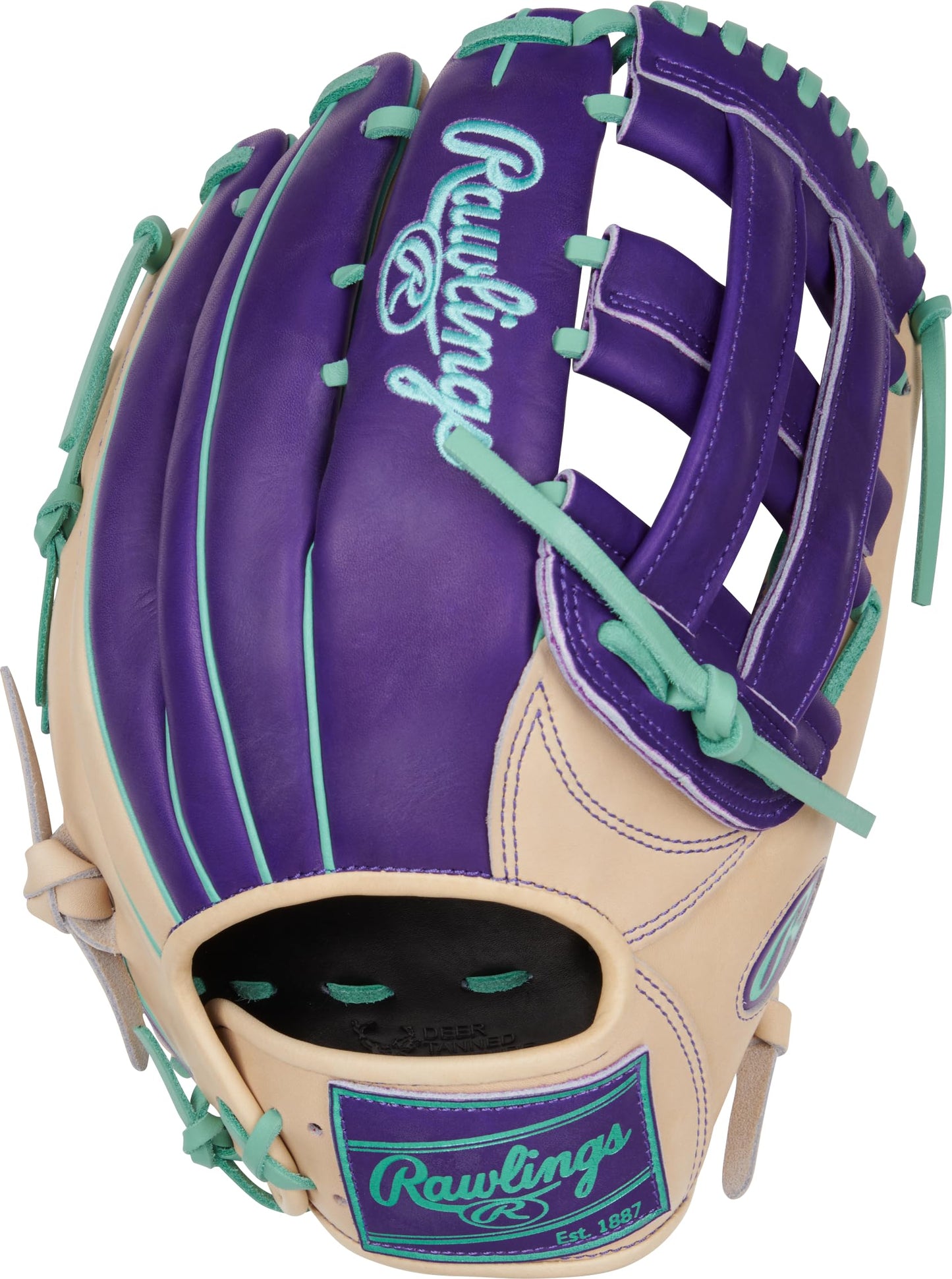 Rawlings | Heart of The Hide | ColorSync | RHT | 12.75" | Outfield | Pro H-Web | Camel/Purple/Mint
