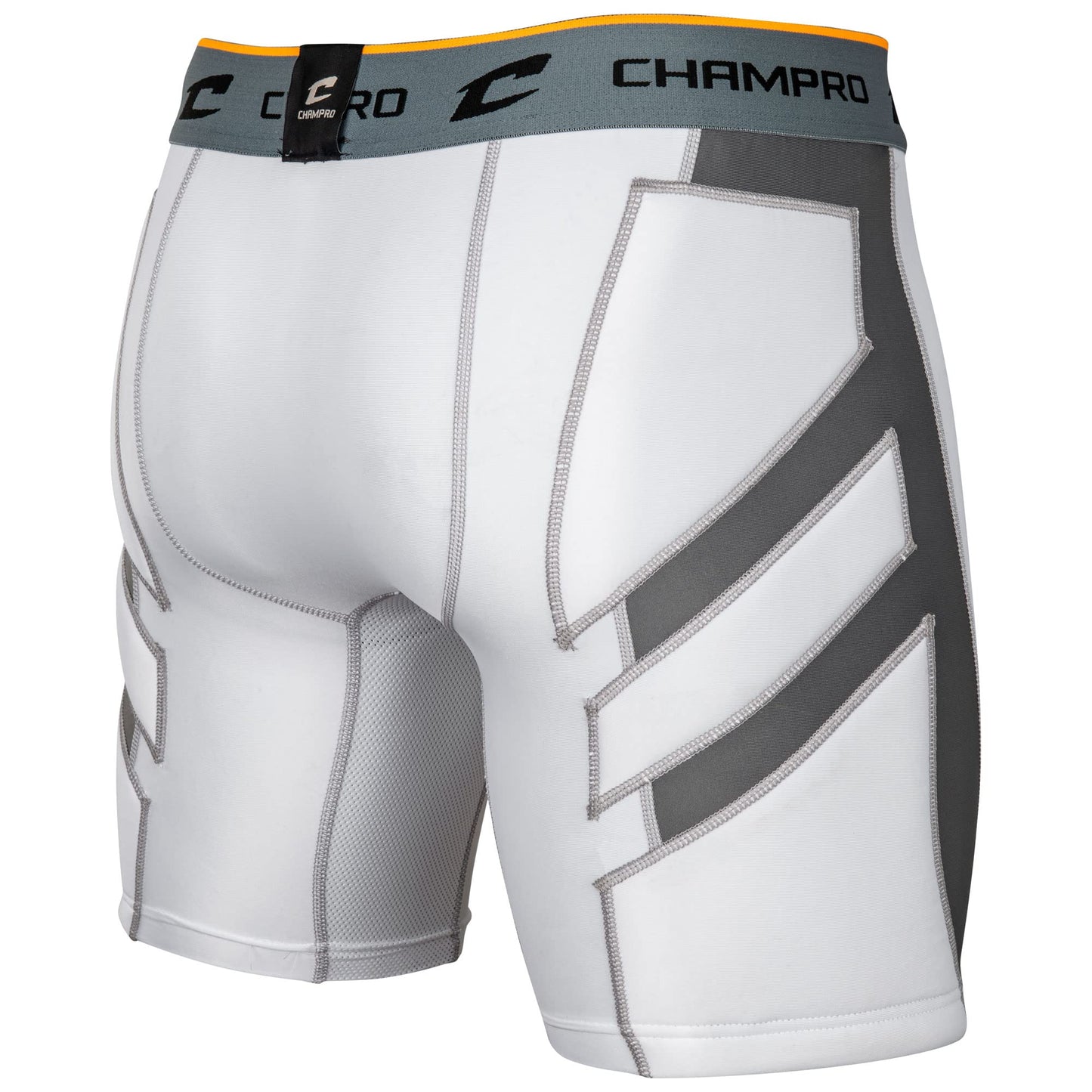 CHAMPRO Boys' Wind-up Compression Sliding Shorts with Cup, White, Small