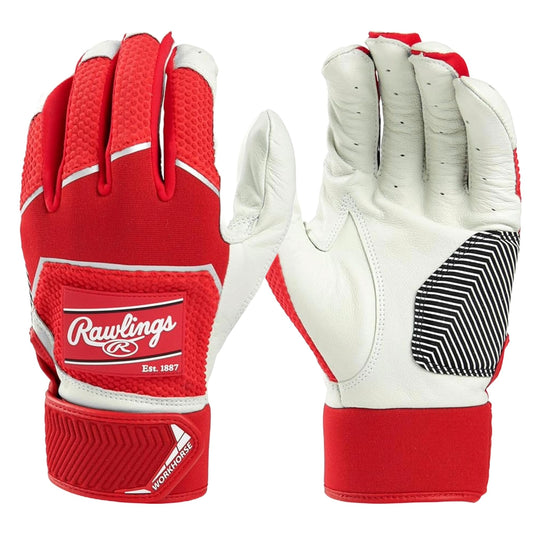 Rawlings | WORKHORSE Baseball Batting Gloves | Youth Large | Scarlet