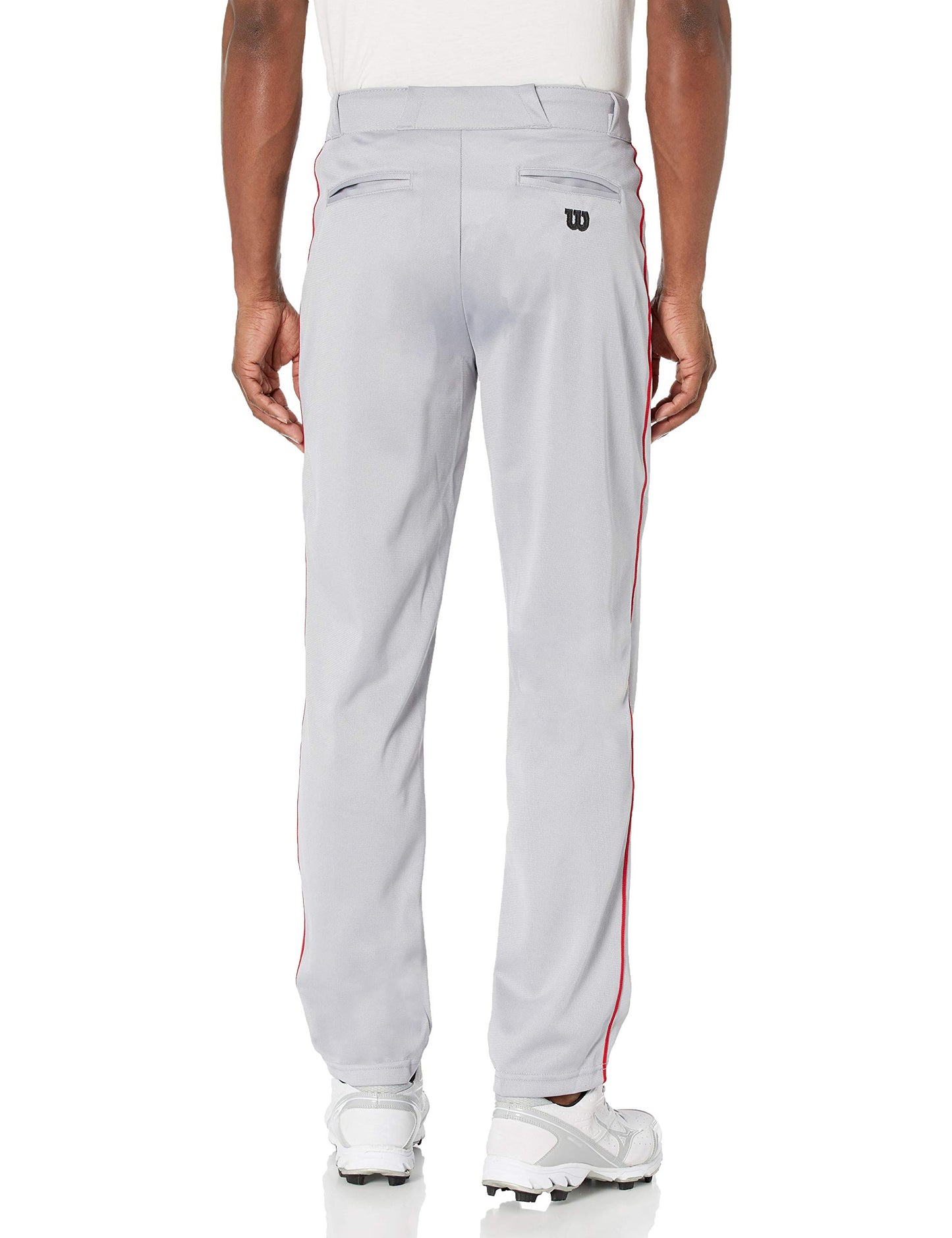 Wilson Men's Classic Relaxed Fit Piped Baseball Pant, Grey/Scarlet, XX-Large