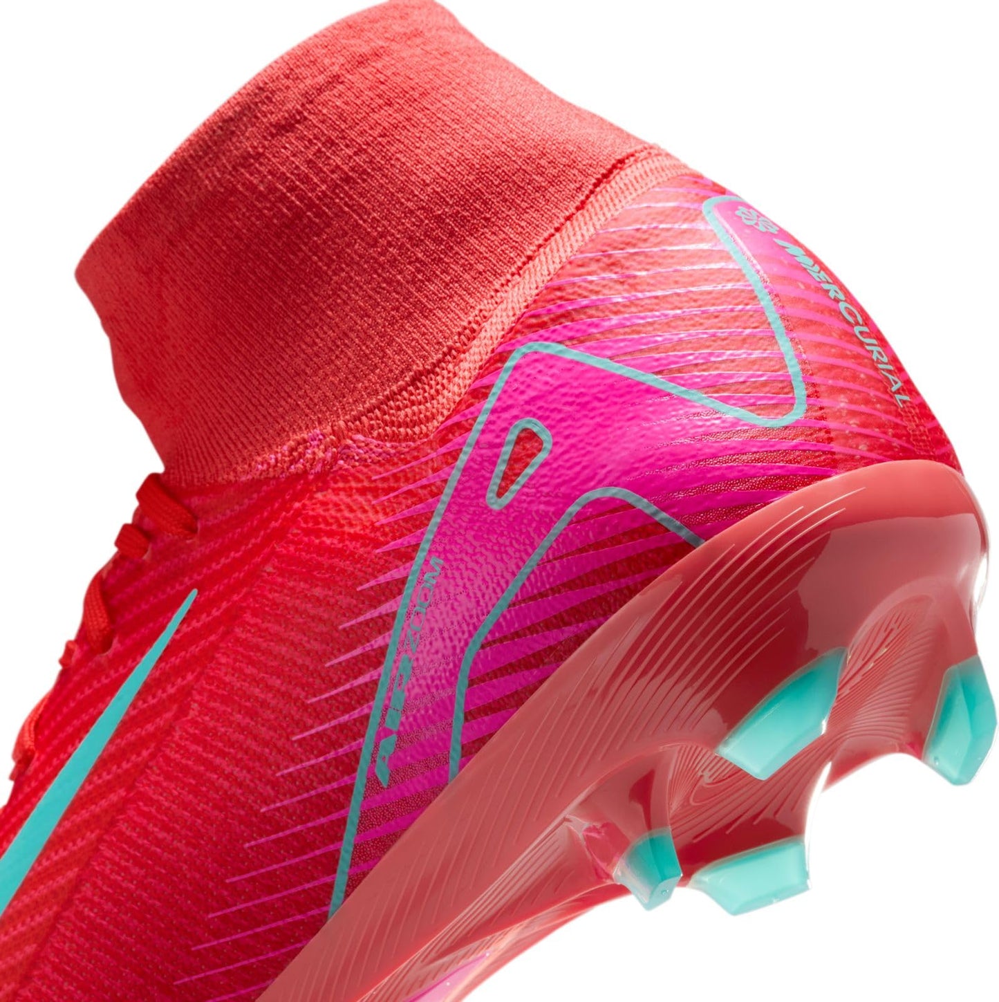 Nike Mercurial Superfly 10 Pro FG High-Top Soccer Cleats (HF9433-800, Ember Glow/Aurora Green) Size 8.5
