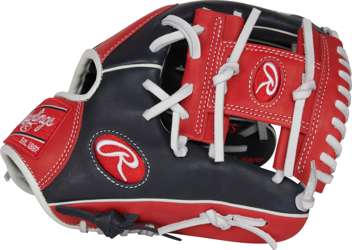 Rawlings | Breakout Youth Pro Taper Baseball Glove | Right Hand Throw | 11.25" - Pro I-Web | Navy/Red/White