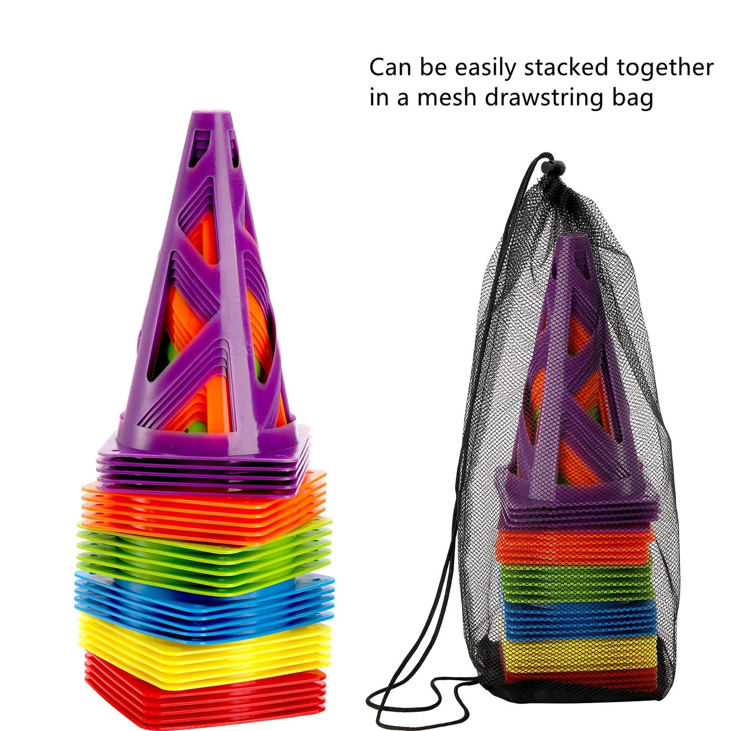 ZEAYEA 30 Pack Agility Training Sport Cone, 9 Inches Soccer Cones with Carry Bag, Basketball Training Cones for Soccer Football Basketball Speed Grab Drills and Training