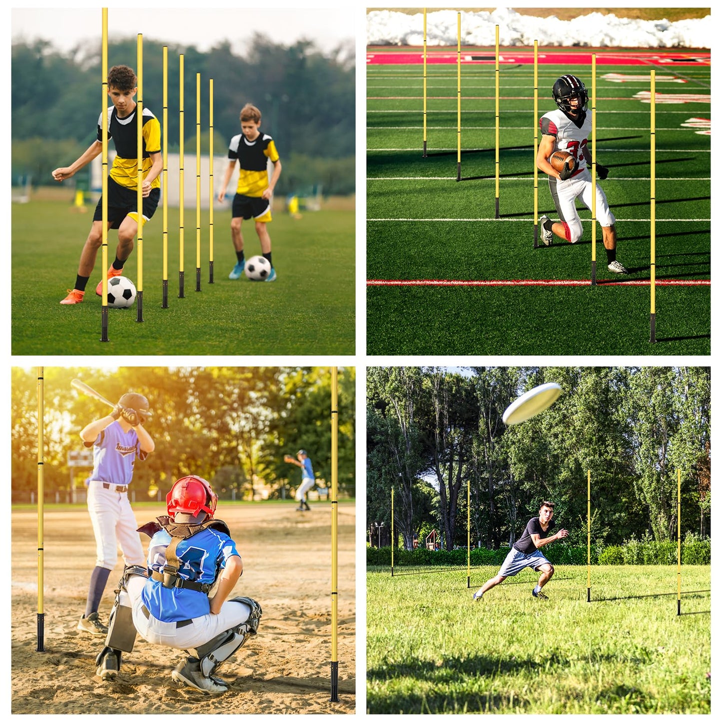 Soccer Agility Training Equipment: 6 Soccer Agility Poles, 20ft Agility Ladder, 10 Soccer Cones, 1 Jump Rope. Soccer Training Poles for Speed Training, Agility Training