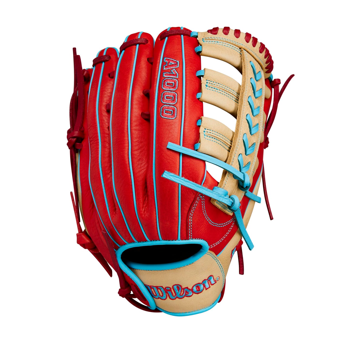 WILSON 2024 A1000 PF1892 12.25” Outfield Baseball Glove - Red/Blonde/Blue, Right Hand Throw