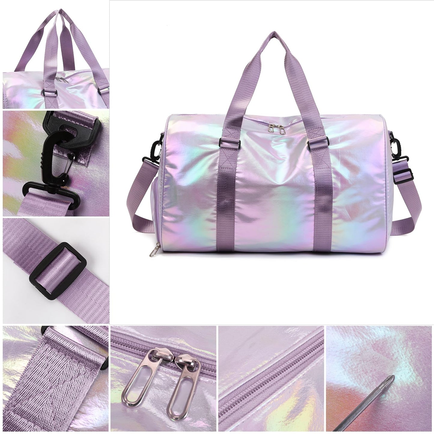 Yaopeing Gym Bag with Shoes Compartment,Sports Duffle Bag for Girls,Waterproof Travel Gym Tote Bags for Women,Purple
