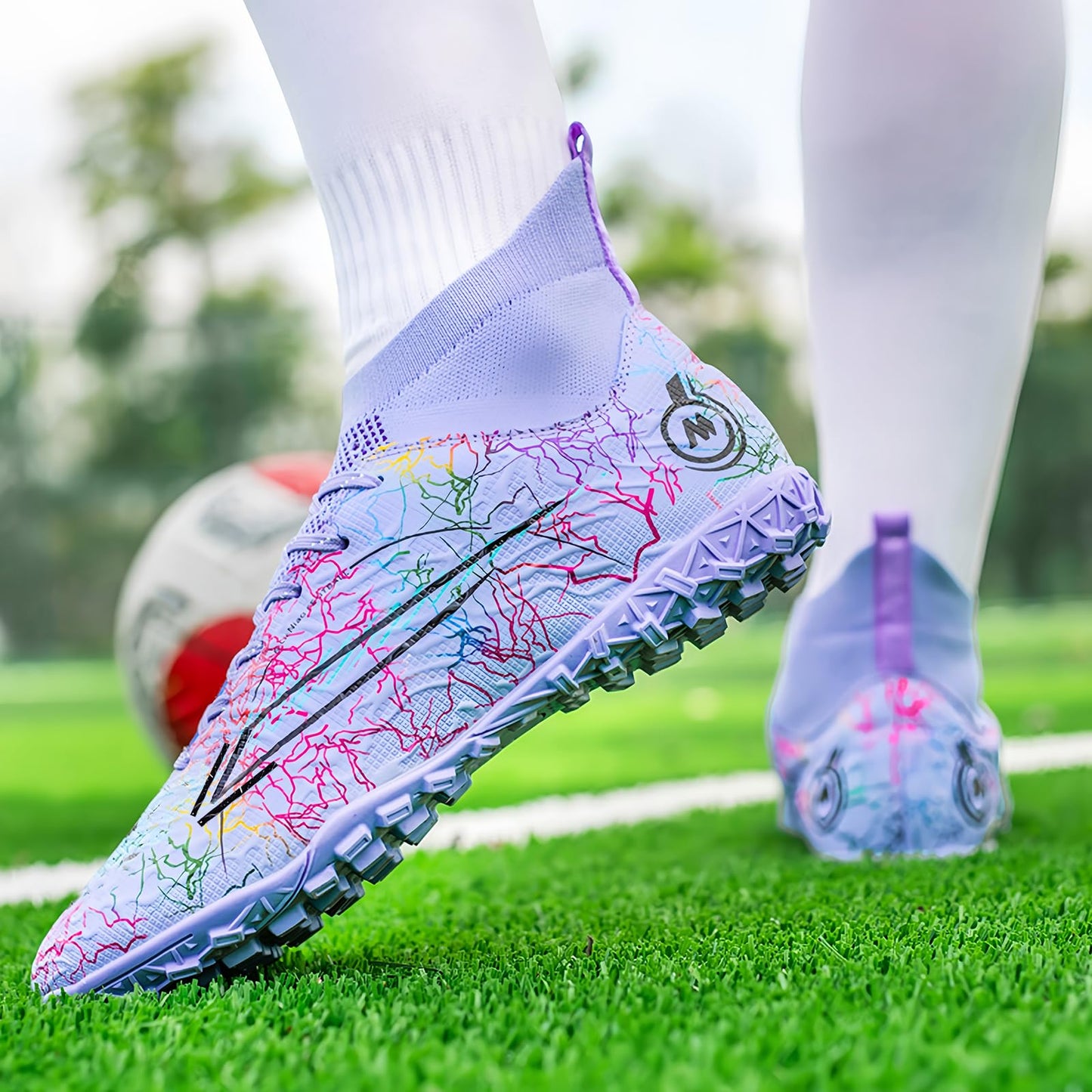 Biayvisas Soccer Cleats for Mens Womens Indoor Soccer Shoes Baseball Turf Shoes Rugby Shoes Adult TF AG FG Football Boots Wide Training Sneaker (USW_028 Zi TF_40)