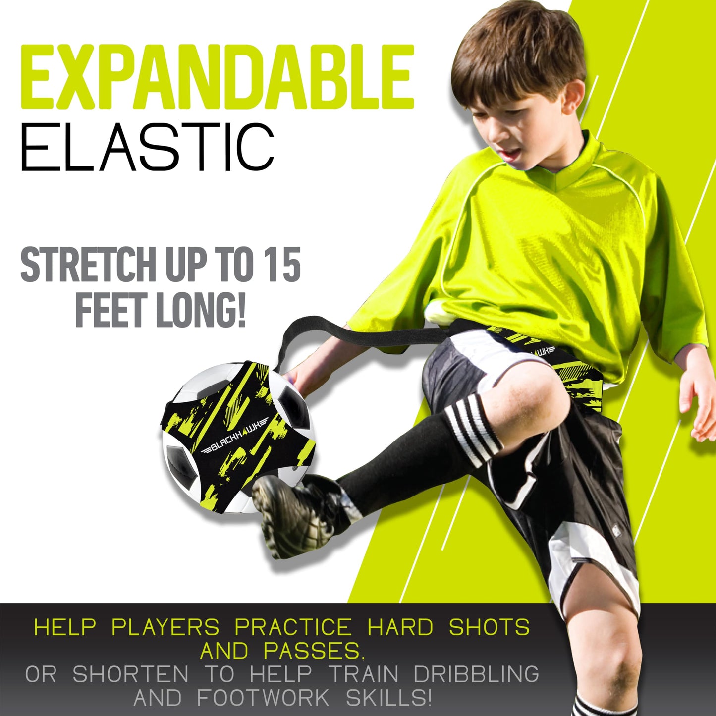 Franklin Sports Soccer Ball Training Belt - Blackhawk Pass-Pal Soccer Kick Trainer + Practice Equipment Accessory - Solo Passing, Shooting + Skills Trainer Belt - Fits Balls
