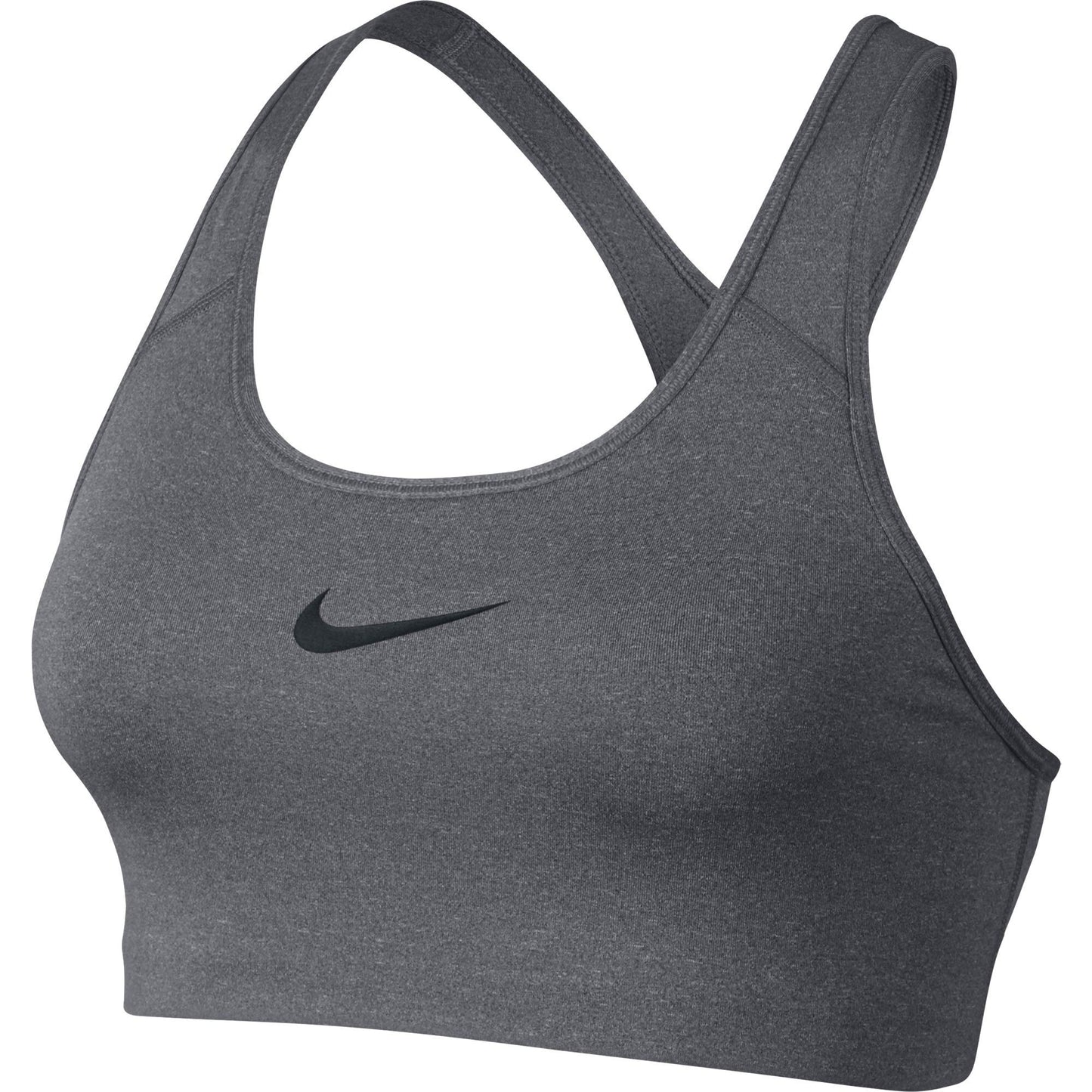 Women's Nike Swoosh Sports Bra, Sports Bra for Women with Compression & Medium Support, Carbon Heather/Anthracite/Black, Large