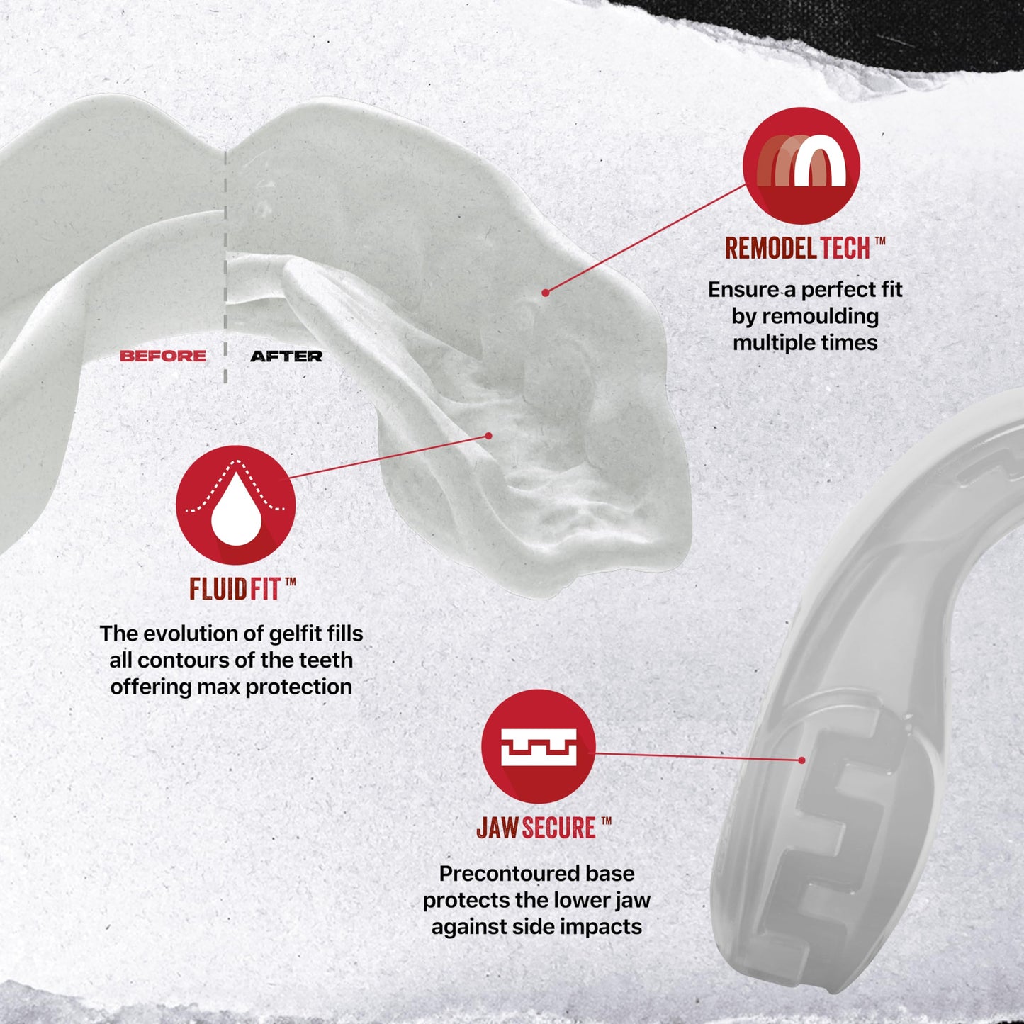 SAFEJAWZ Sports Mouthguard Slim Fit, Adult and Junior Mouth Guard with Case for Boxing, Basketball, Lacrosse, Football, MMA, Martial Arts, Hockey and All Contact Sports (Adult 12+ Years, Clear)