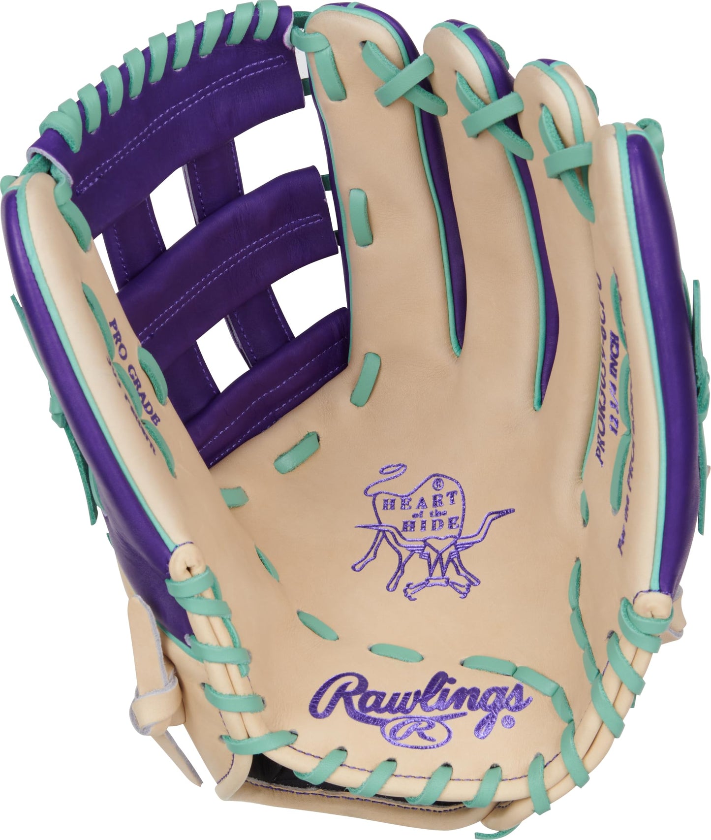 Rawlings | Heart of The Hide | ColorSync | RHT | 12.75" | Outfield | Pro H-Web | Camel/Purple/Mint