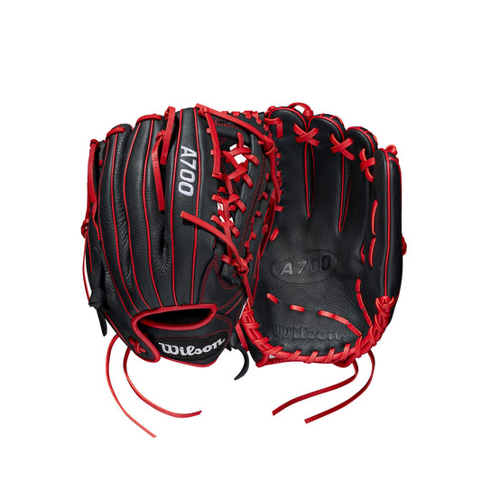 Wilson 2022 A700 12" Outfield Baseball Glove - Black/Red, Right Hand Throw