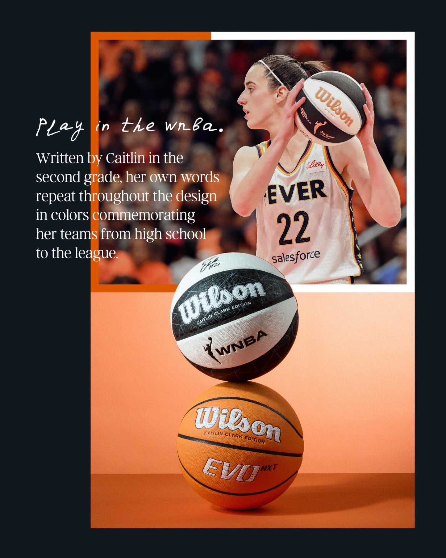 WILSON Caitlin Clark EVO NXT 3951 Game Basketball - Orange, Size 6-28.5"