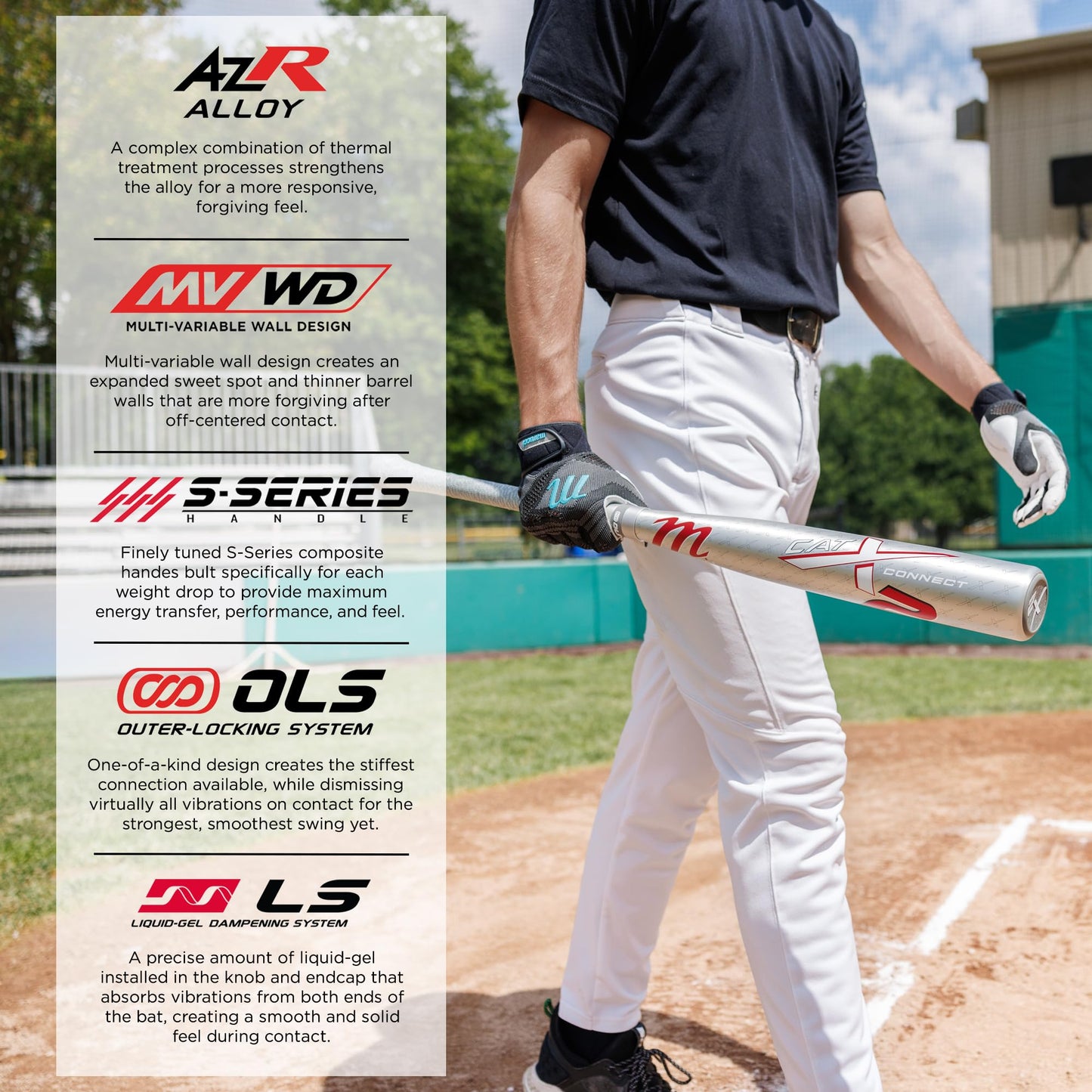 Marucci CATX2 Connect Baseball Bat, 2 5/8" Barrel, -3 Drop, BBCOR, End-Loaded