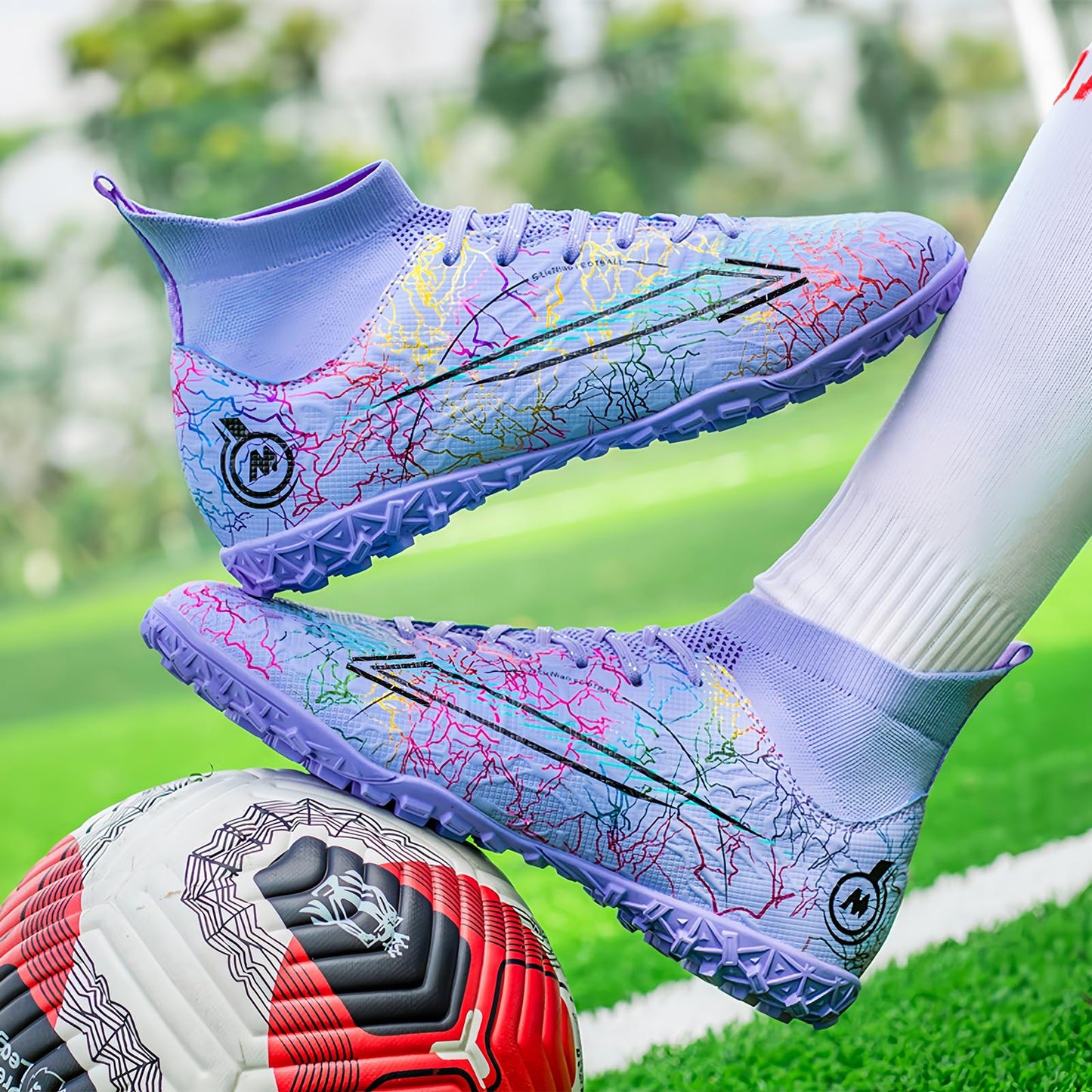 Biayvisas Soccer Cleats for Mens Womens Indoor Soccer Shoes Baseball Turf Shoes Rugby Shoes Adult TF AG FG Football Boots Wide Training Sneaker (USW_028 Zi TF_40)