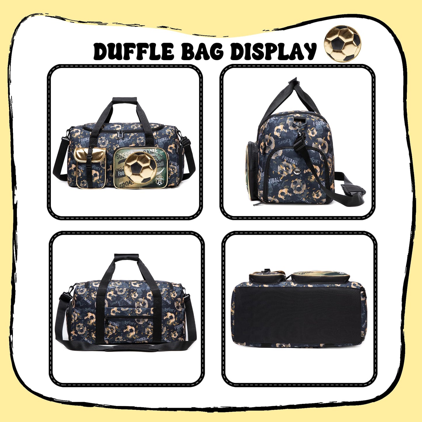 Kids Duffle Bag Boys Travel Bag for Kids Overnight Bag for Kids Sports Bag for Boys Weekender Bag Gym Bag for Boys with Shoe Compartment