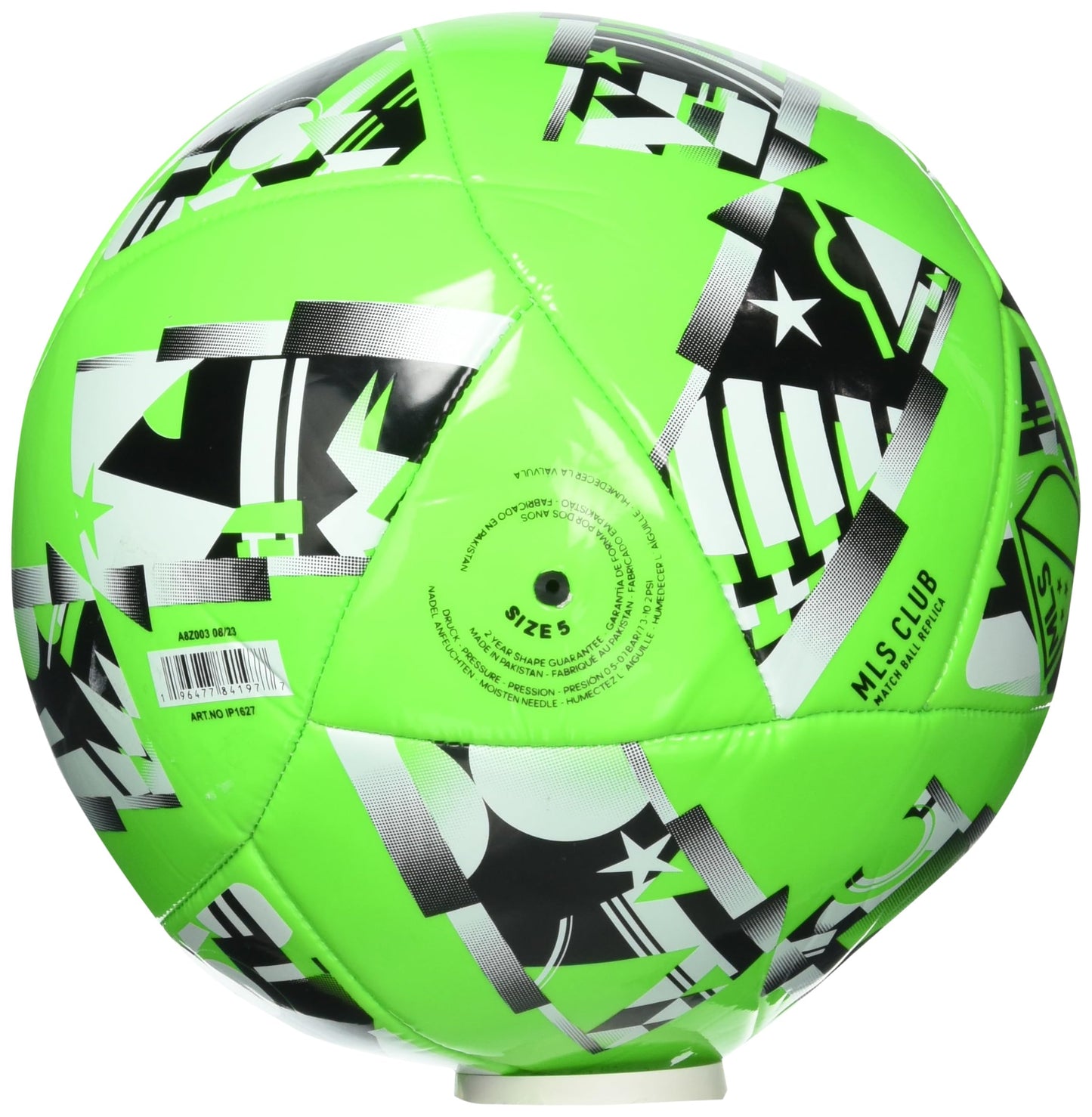 adidas MLS Club Soccer Ball, Solar Green/Black/White, 4