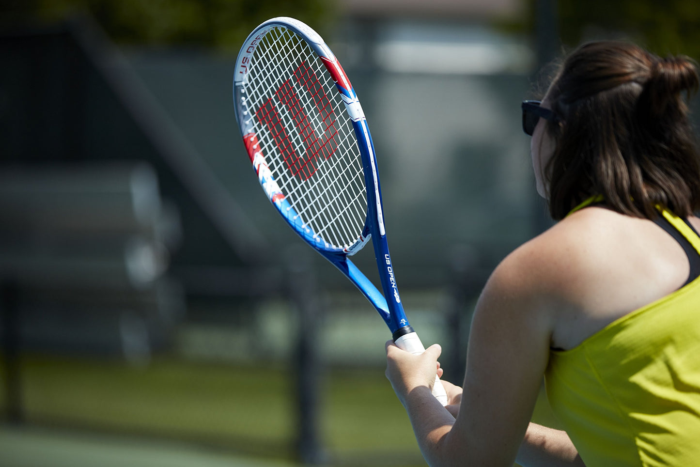 Wilson US Open Adult Recreational Tennis Racket - Grip Size 3 - 4 3/8", Red/White/Blue