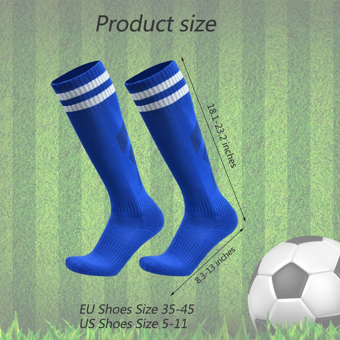 Ultrafun 6 Pairs Soccer Socks Color Stretchy Compression Knee High Tube Football Athletic Socks for Men Women Teens (6Pairs-Black)