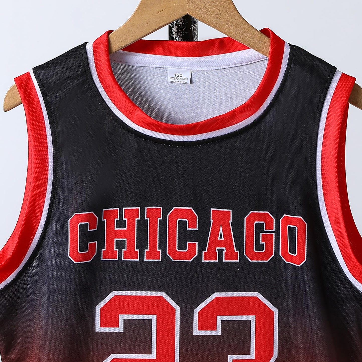 Basketball Jerseys 23# For Kids Youth Sports T-shirt Jersey Boys Girls Gradient Basketball Uniform Set 6-16Years RED-140
