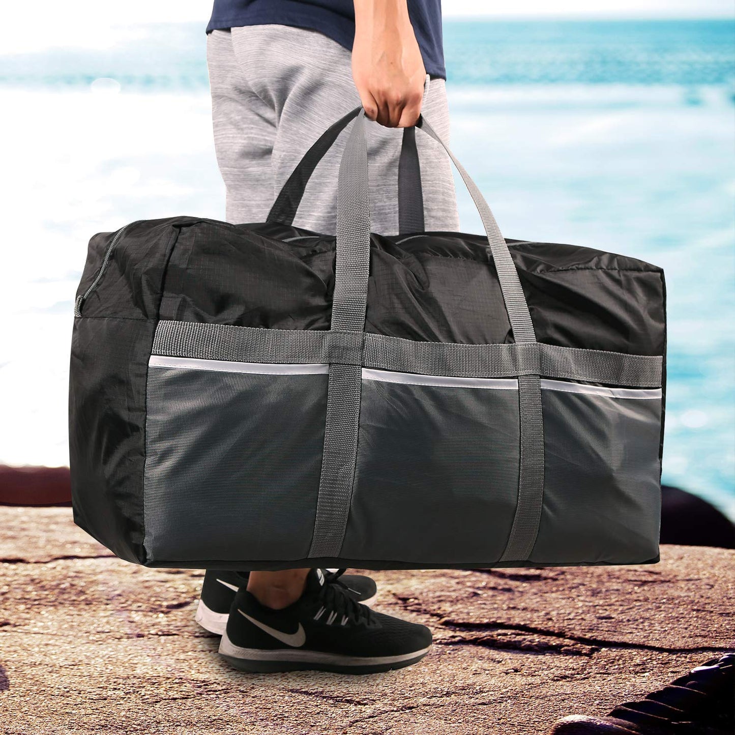 REDCAMP Extra Large Duffle Bag Lightweight, 96L Water Resistant Travel Duffle Bag Foldable for Men Women, Black