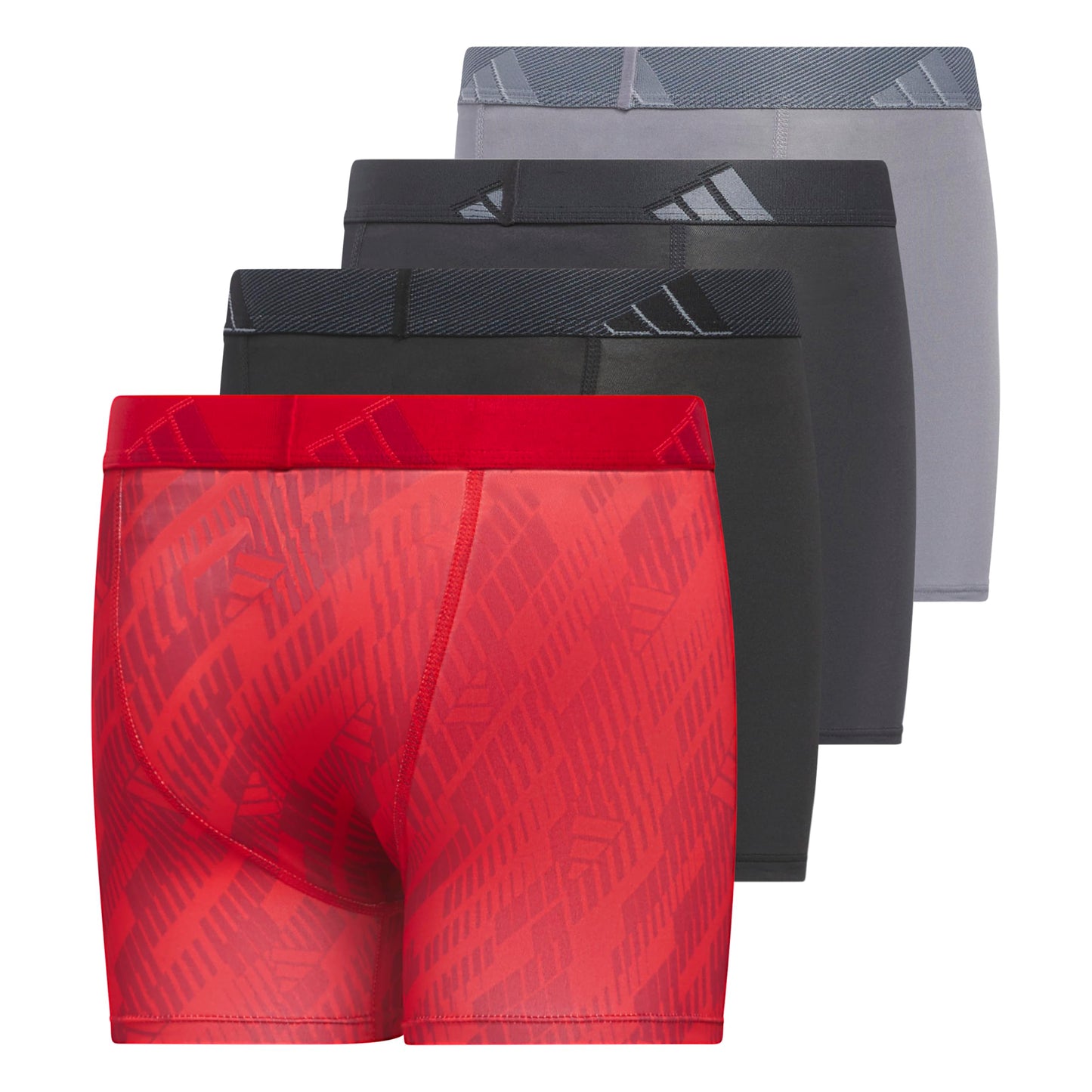 adidas Boys' Performance, Kids Underwear, Athletic Fit Microfiber Boxer Briefs, Better Scarlet/Active Maroon/Black, Medium