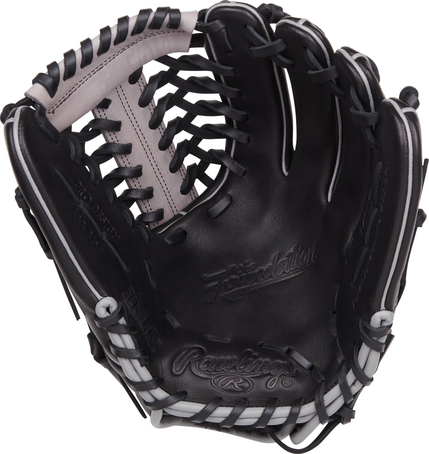 Rawlings | FOUNDATION Baseball Glove | Right Hand Throw | 12" - Modified Trap-Eze Web | Black/Grey