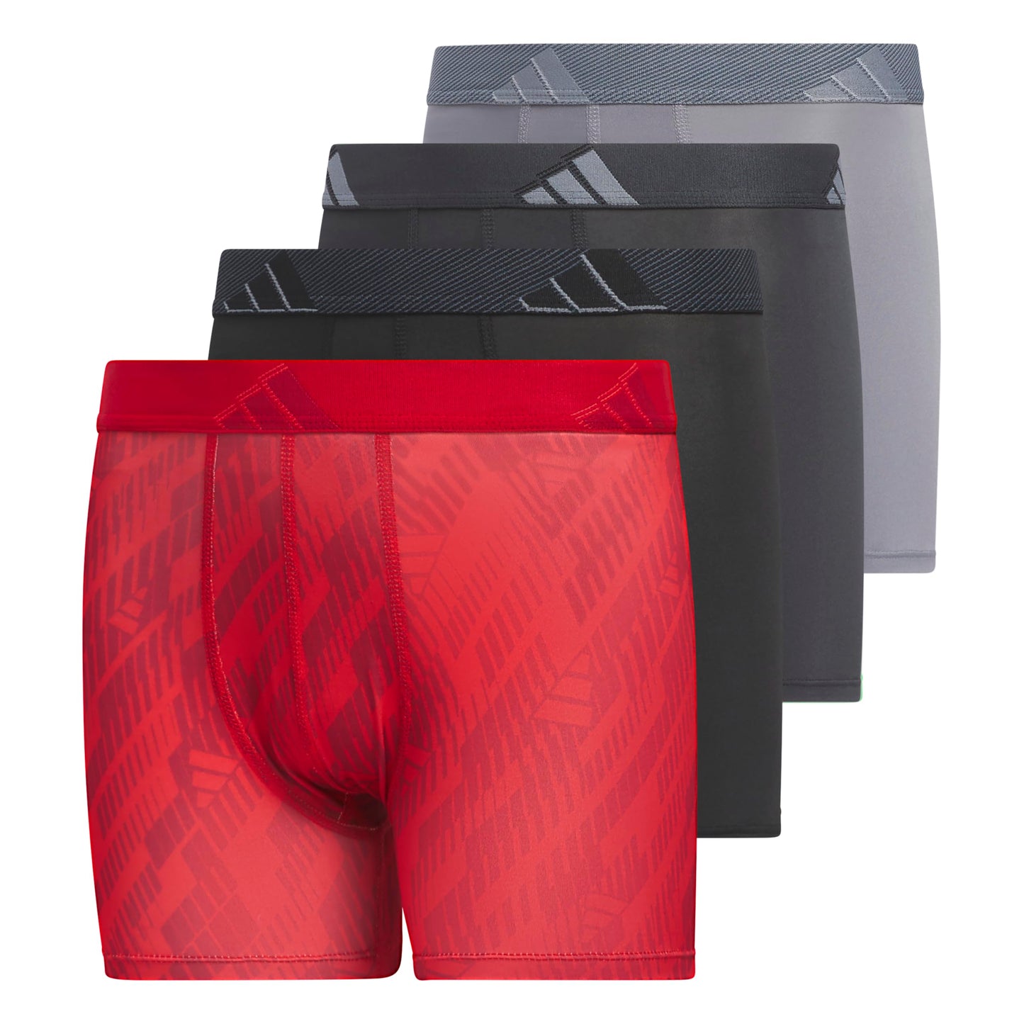 adidas Boys' Performance, Kids Underwear, Athletic Fit Microfiber Boxer Briefs, Better Scarlet/Active Maroon/Black, Medium