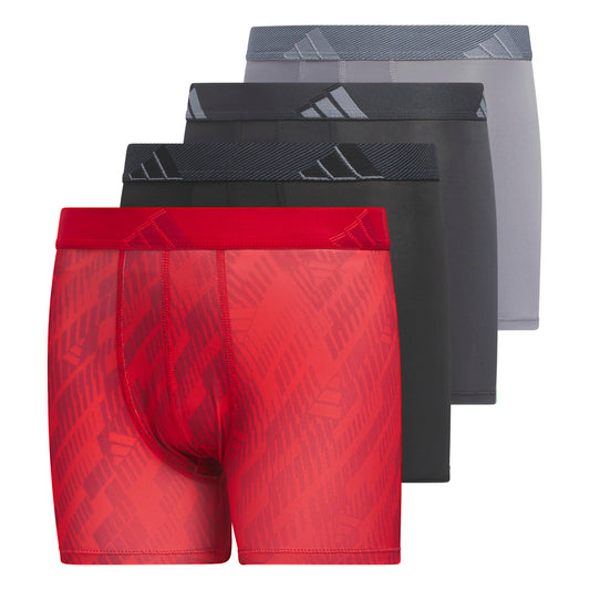adidas Boys' Performance, Kids Underwear, Athletic Fit Microfiber Boxer Briefs, Better Scarlet/Active Maroon/Black, Medium
