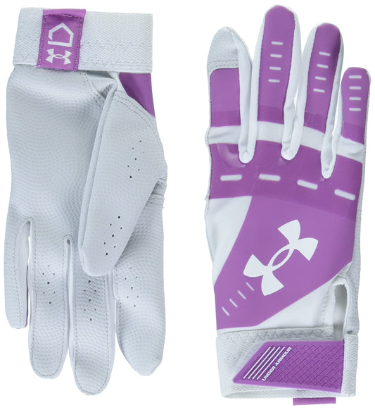 Under Armour Womens Radar Softball Gloves , (101) White / Jellyfish / White , Large
