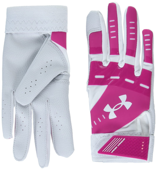 Under Armour Girls Radar Softball Gloves, (104) White/Tropic Pink/White, Medium