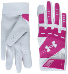 Under Armour Girls Radar Softball Gloves, (104) White/Tropic Pink/White, Medium