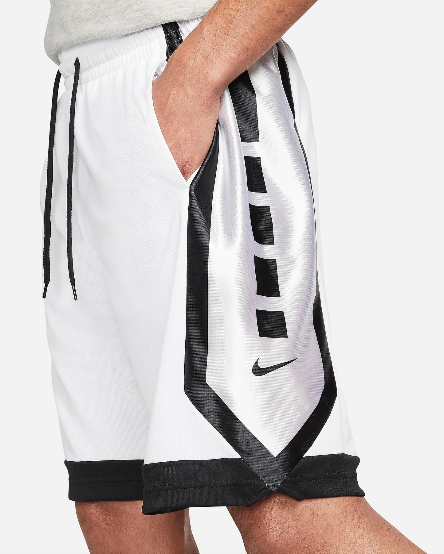 Nike Dri-FIT Elite Men's Basketball Shorts (X-Large, White/Black/Black)
