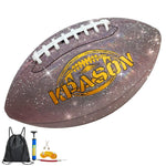 KPASON Football Size 9 Glitter Shiny Purple Football Holographic Football Super Grip Composite Leather Footballs with Pump