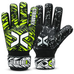 StrikoreX Soccer Goalkeeper Gloves for Kids Youth Football Goalie Gloves with Strong Grips of 4mm Latex Palm (FlowYellow/Black 6)