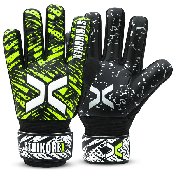 StrikoreX Soccer Goalkeeper Gloves for Kids Youth Football Goalie Gloves with Strong Grips of 4mm Latex Palm (FlowYellow/Black 6)