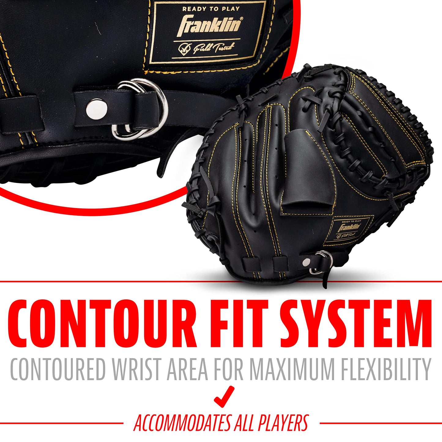 Franklin Sports Baseball and Softball Glove - Field Master - Baseball and Softball Mitt, Black/Gold, 31.5"