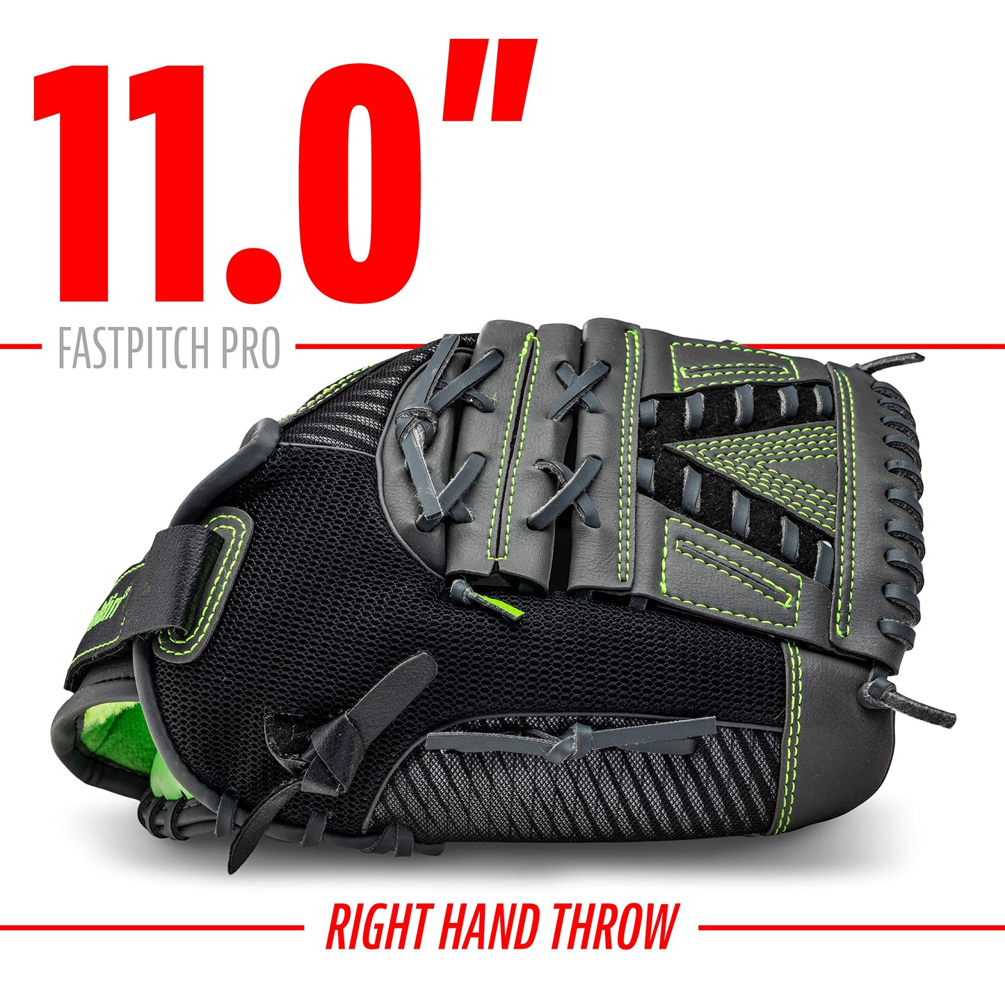 Franklin Sports Fastpitch Softball Glove - Fastpitch Pro - Adult and Youth Softball Mitt - Infield and Outfield - Right Handed Glove - Lime 11" Righty (22433)