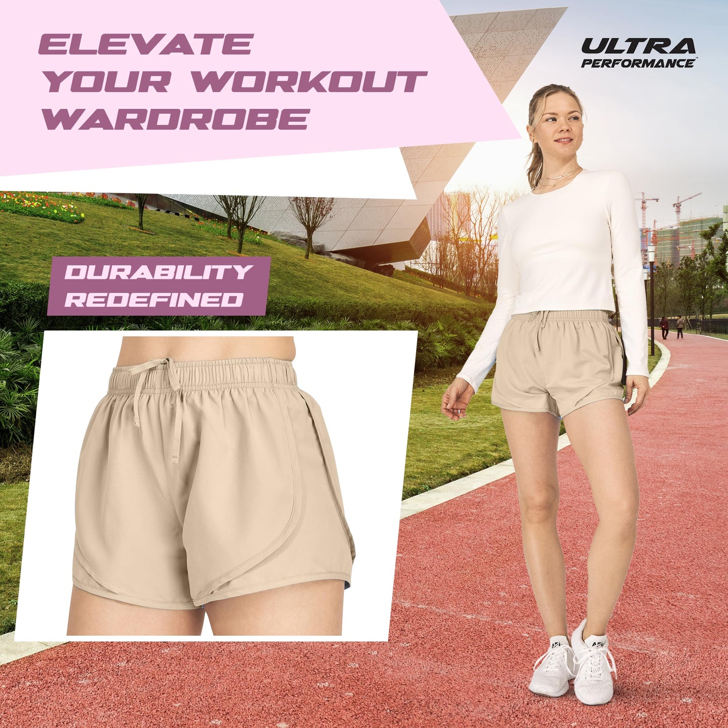Ultra Performance Women's Running Shorts 4-Pack Athletic Workout Gym Shorts for Women, with Brief Liner