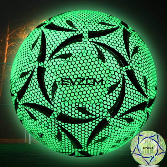 EVZOM Soccer Ball Luminous Official Match Game American Soccer Ball Size 4 for Boys, Girls, Kids Ages 8 to 12 Years Old Outdoors Indoors Sports Ball Training
