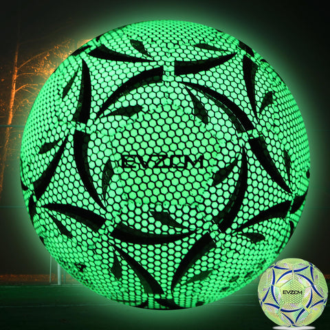 EVZOM Soccer Ball Luminous Official Match Game American Soccer Ball Size 4 for Boys, Girls, Kids Ages 8 to 12 Years Old Outdoors Indoors Sports Ball Training