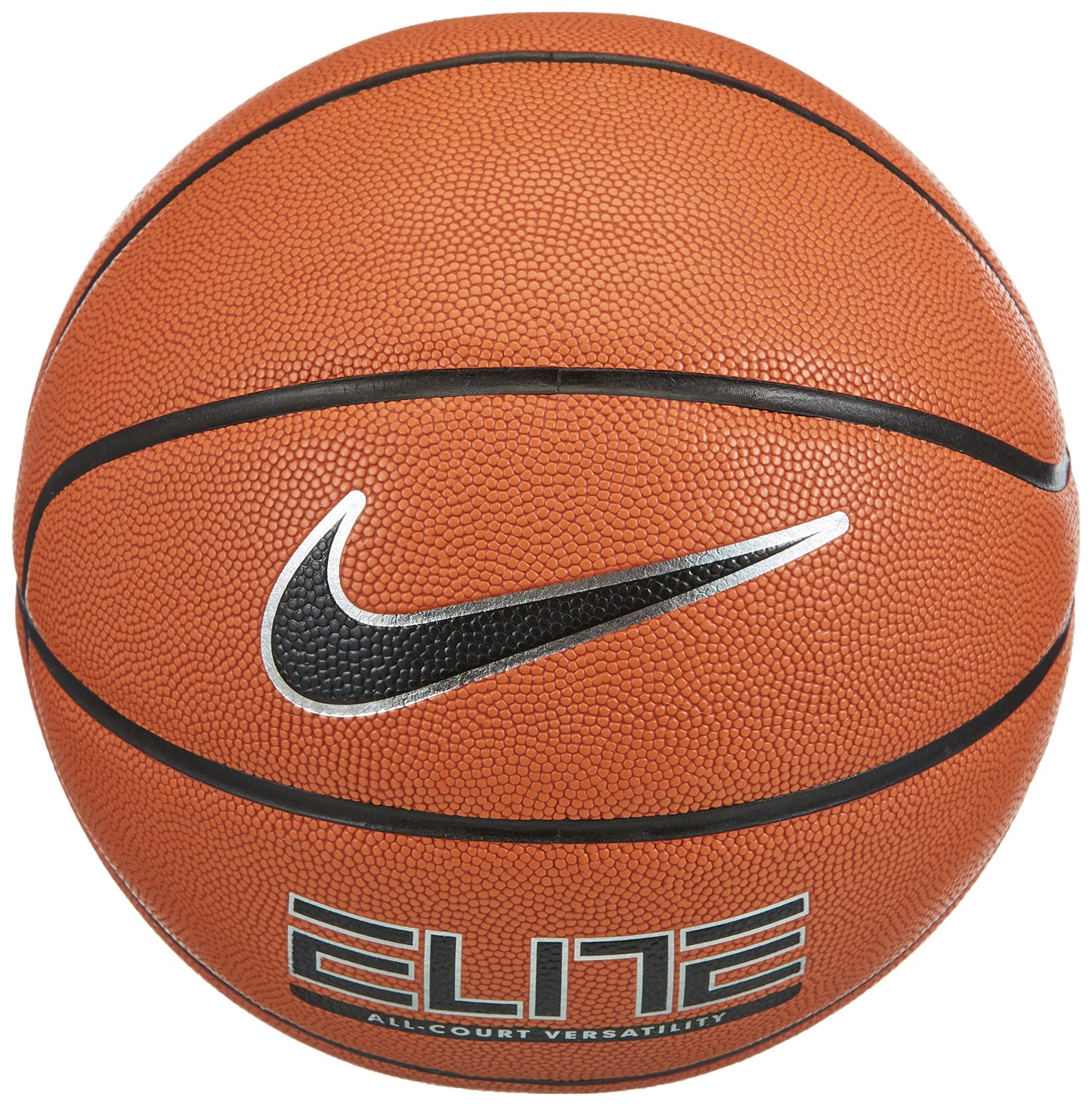 Nike Unisex - Elite All-Court Basketball, Amber Metallic Silver/Black, Size 7, 1 Ball, 1 Set, 1 Piece, Indoor/Outdoor