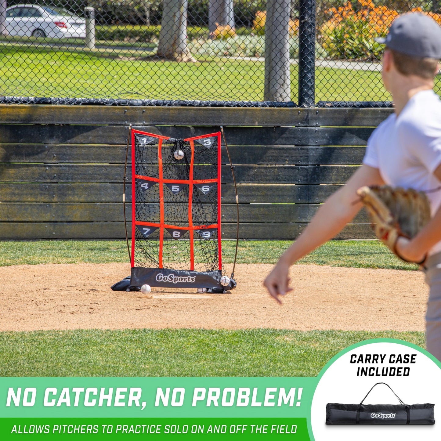 GoSports 9 Hole Baseball & Softball Pitching Strike Zone Target Net - 49 x 30 Inches